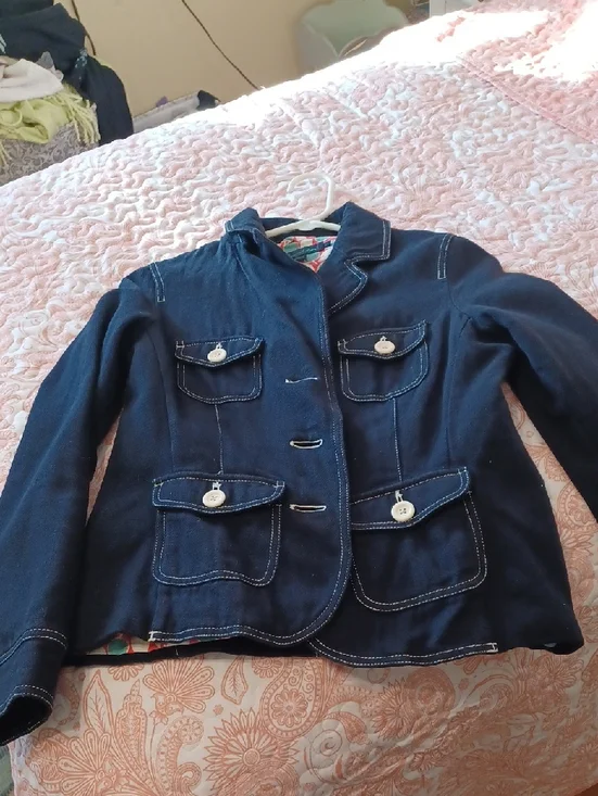 Boden Sz 8, (Runs S), Navy Blazer Jacket with Cream Buttons - Picture 8 of 8